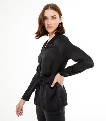 Black best sale belted blouse