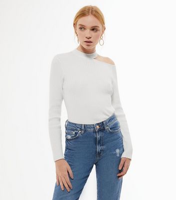 white cut out jumper