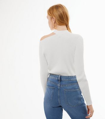 white cut out jumper