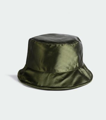 Image of Khaki Satin Bucket Hat New Look
