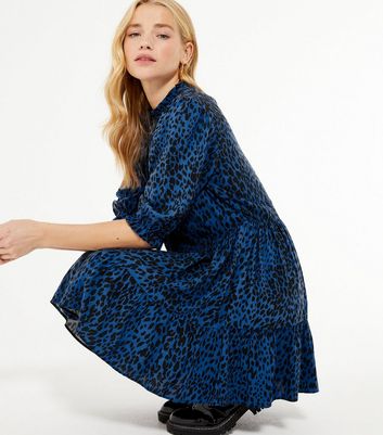 Blue leopard print dress new outlet look