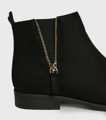 Image of Black Suedette Zip Side Chelsea Boots New Look Vegan