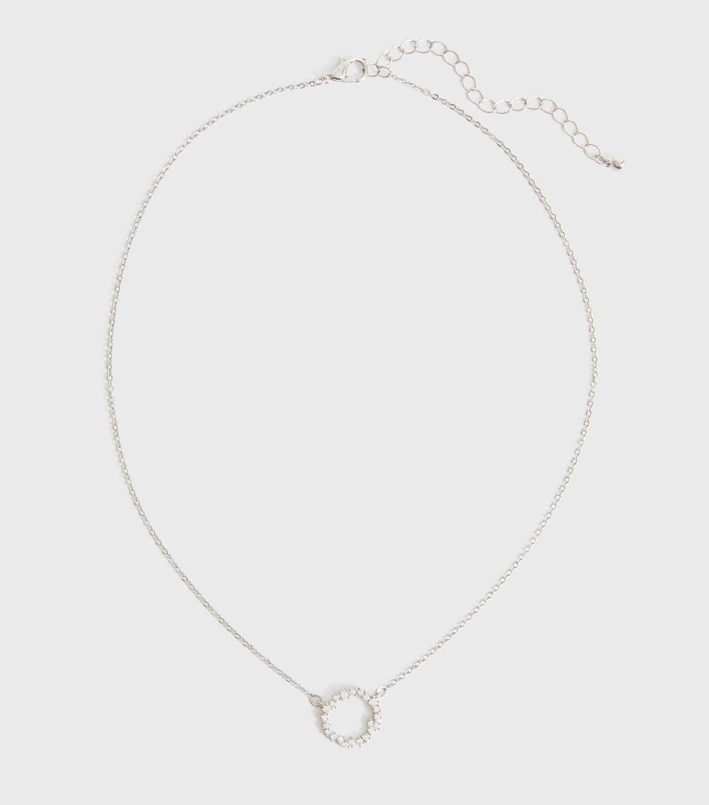Silver Diamanté Circle Necklace 