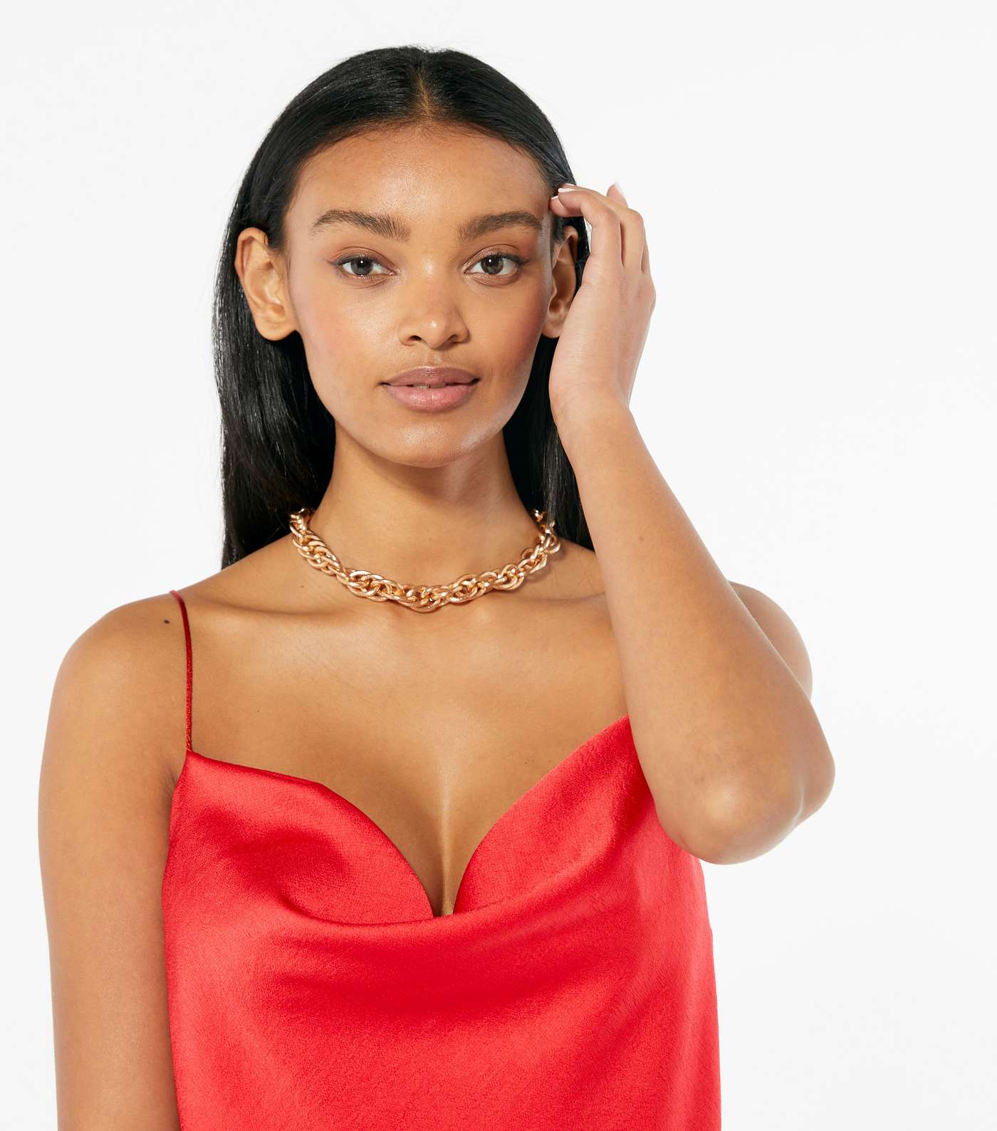 Red Satin Cowl Neck Cami Image 4
