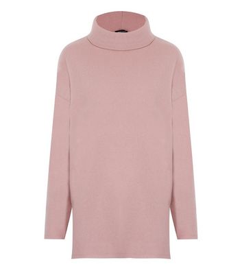 Mid Pink Fine Knit Long Roll Neck Jumper | New Look