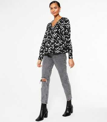 Image of JDY Black Daisy Peplum Top New Look
