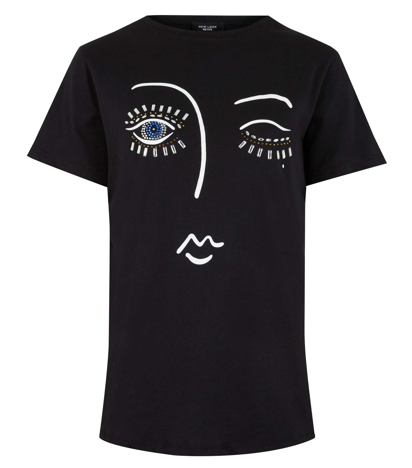 Petite Black Diamanté Embellished Eye T-Shirt Image 5