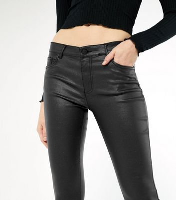 JDY Black Leather-Look Glitter Skinny 