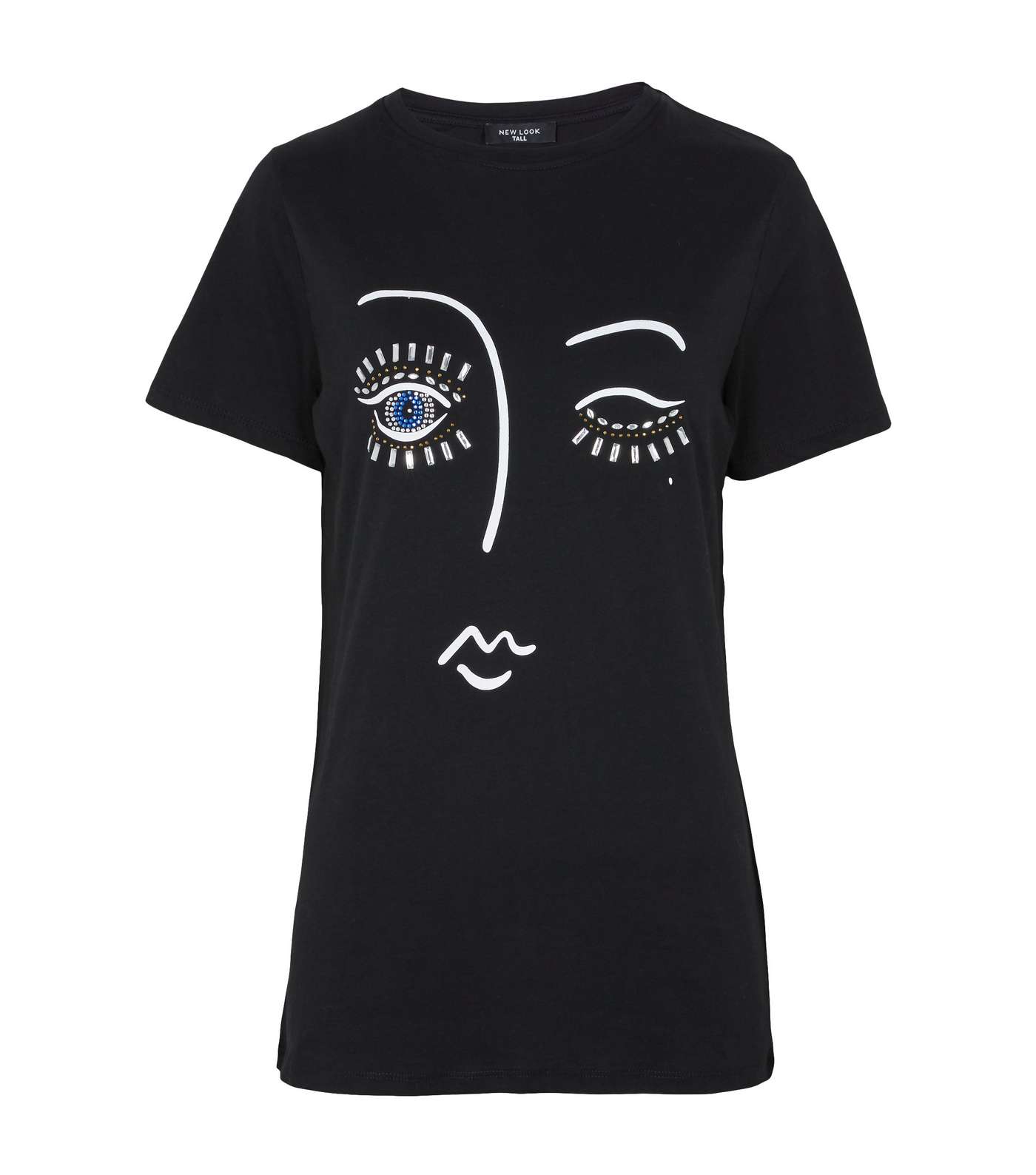 Tall Black Diamanté Embellished Eye T-Shirt Image 5