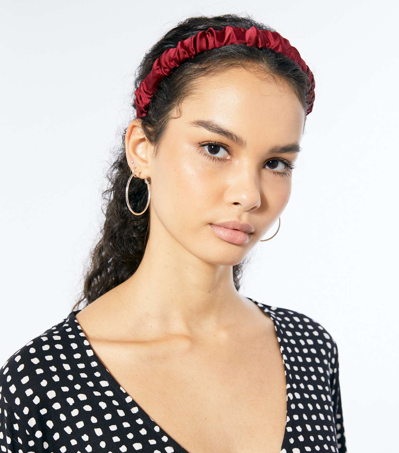 2 Pack Black and Red Satin Ruched Headbands Image 3