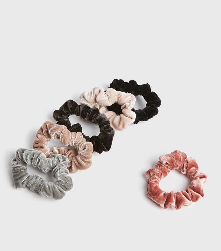 6 Pack Multicoloured Mini Velvet Scrunchies