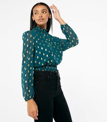 Green polka best sale dot blouse