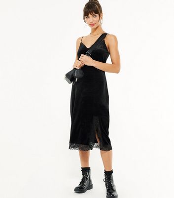 velvet slip dress midi