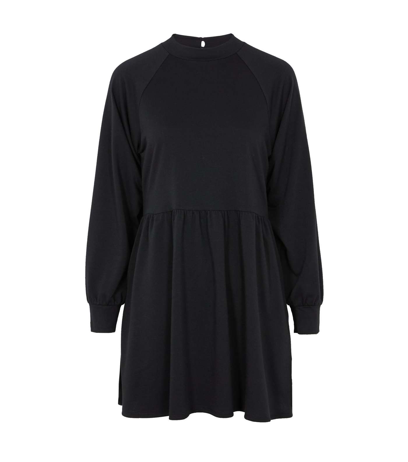 Petite Black Puff Sleeve Sweatshirt Smock Dress Image 5