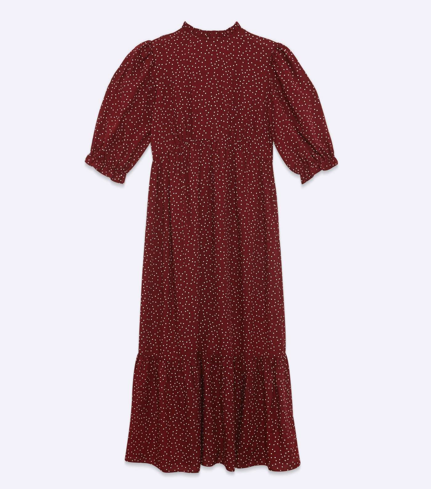 Maternity Burgundy Spot Tiered Hem Midi Dress Image 5