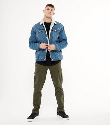 Topman blue borg sales denim jacket