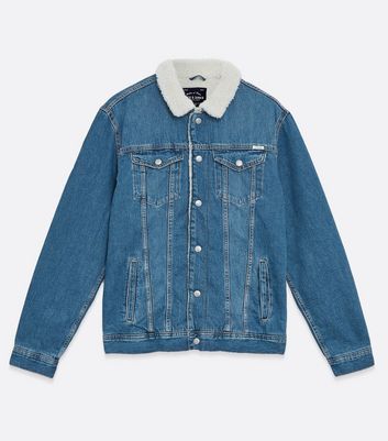 Jack Jones Blue Borg Lined Denim Jacket New Look