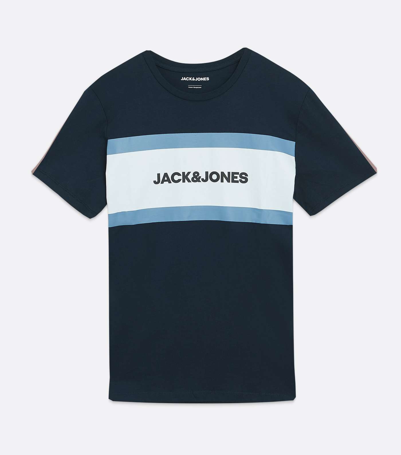 Jack & Jones Navy Stripe Logo T-Shirt  Image 5