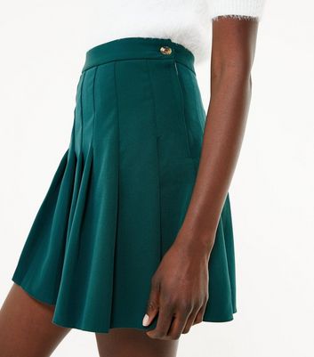 New look khaki green pleated skirt best sale