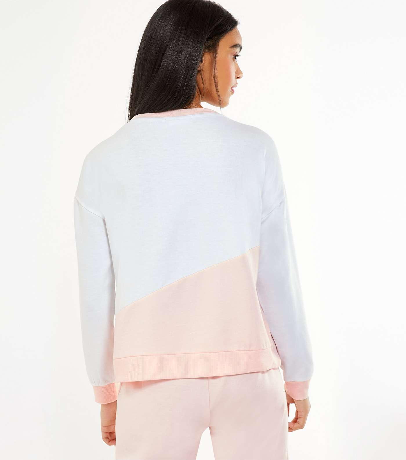 Pink Colour Block Leopard Print Lounge Sweatshirt Image 4
