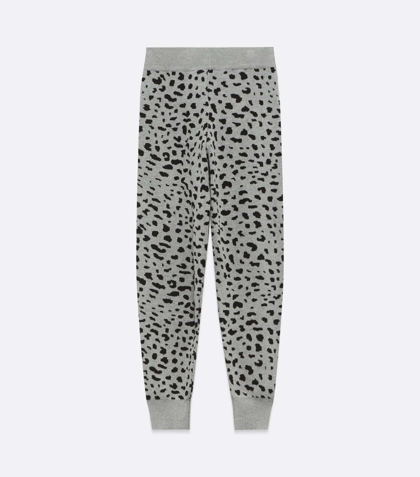 Petite Light Grey Leopard Print Knit Joggers Image 5