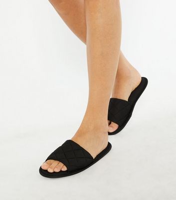 Black Quilted Jersey Slider Slippers New Look Vegan shop for Black Quilted Jersey Slider Slippers New Look Vegan at Shopo