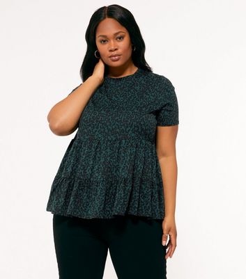 new look green leopard print blouse
