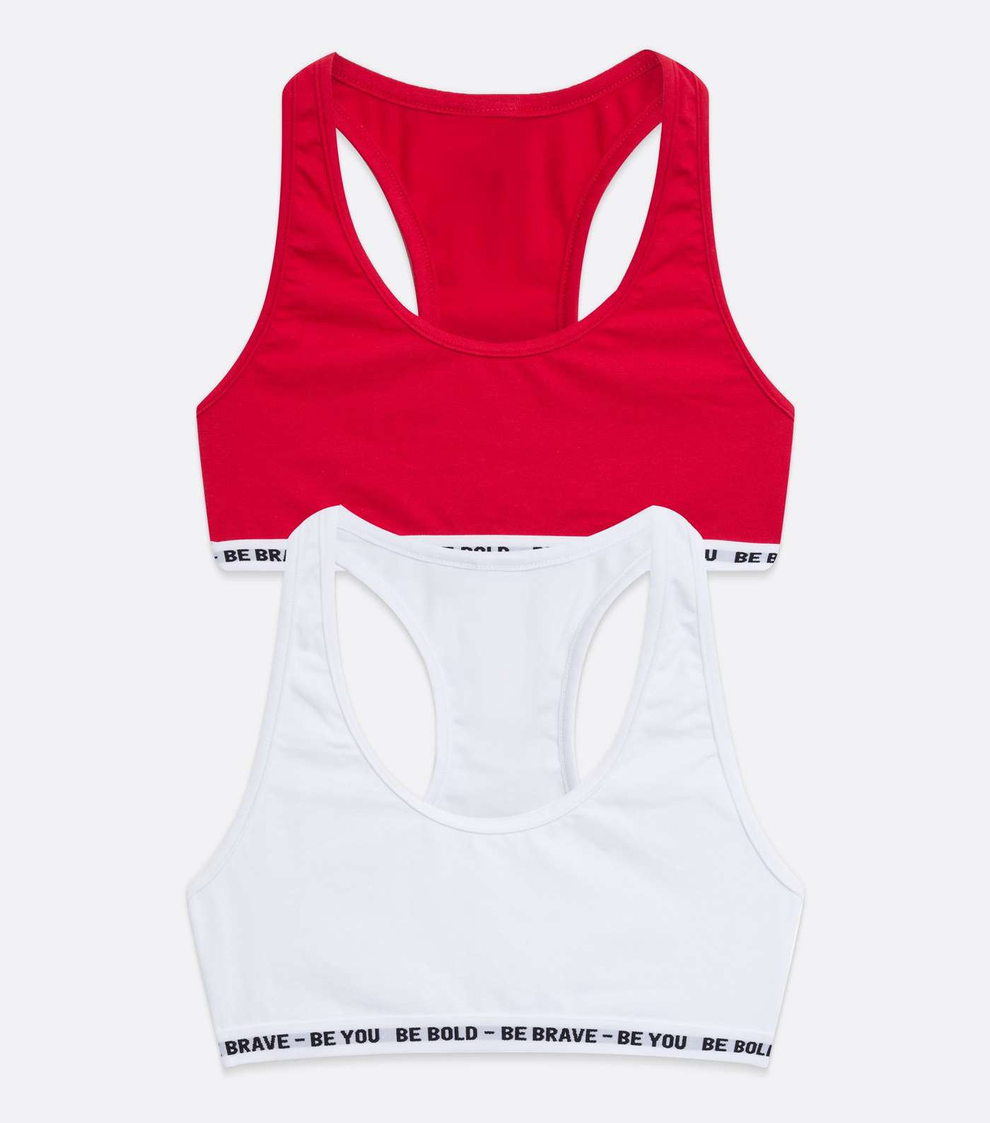 Girls 2 Pack Red and White Be Kind Racerback Crop Tops