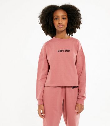 pink slogan sweatshirt