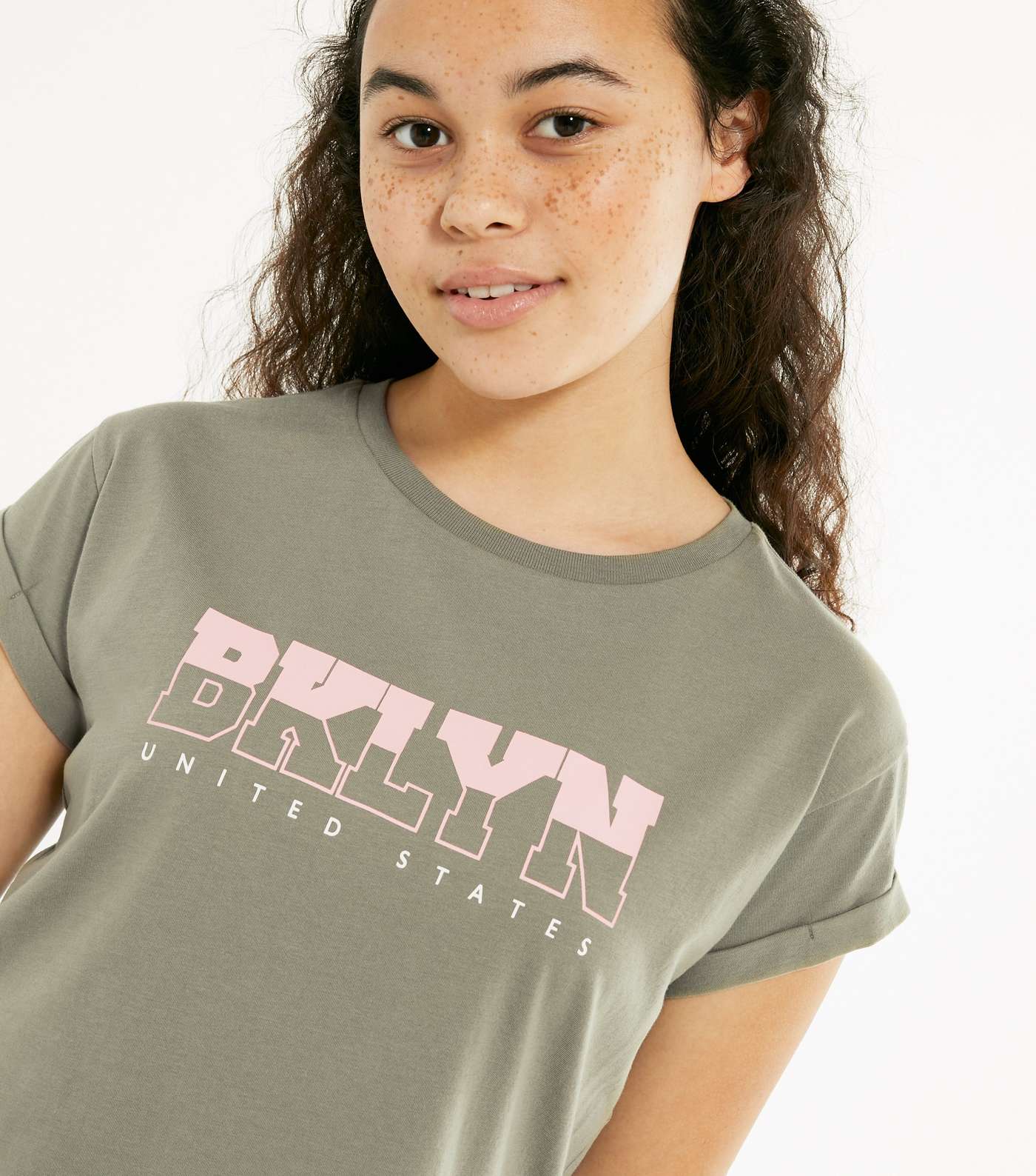 Girls Khaki Brooklyn Logo T-Shirt Image 4