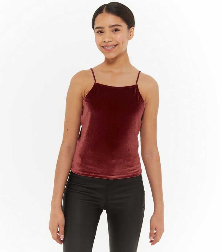 Velvet Cami Top - Burgundy