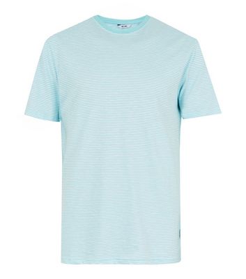 Image of Only & Sons Pale Blue Stripe T-Shirt New Look
