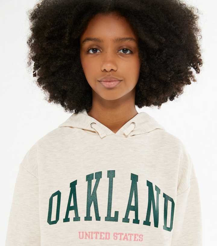 Girls Cream Oakland Logo Hoodie | New Look