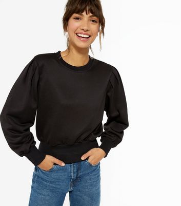 black puff sleeve sweatshirt