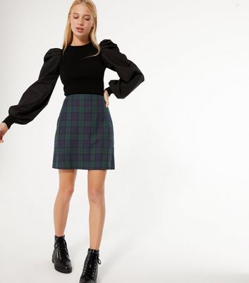 Green check 2025 mini skirt