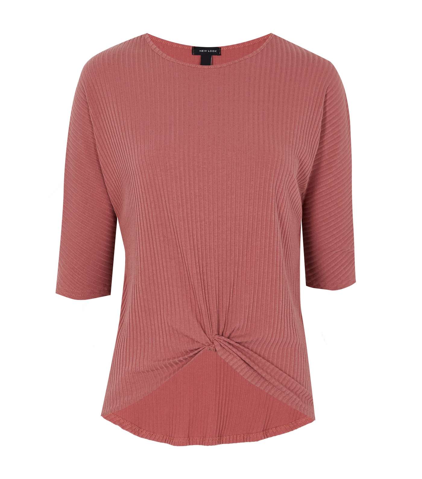 Deep Pink Ribbed Twist Front Long Top Image 5