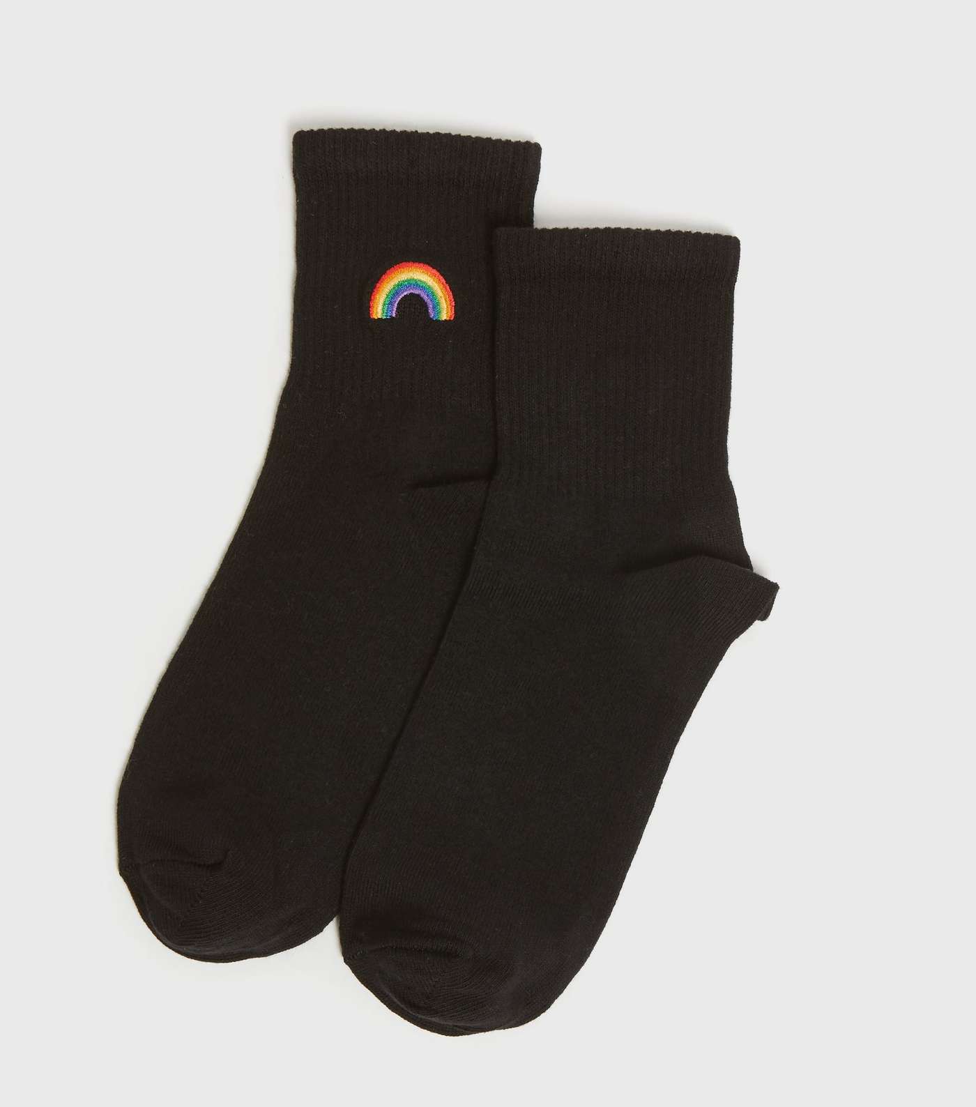 Black Rainbow Embroidered Socks