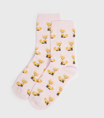 Pink Fox Socks | New Look