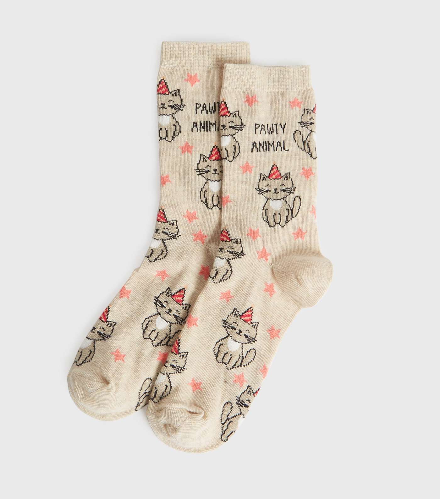 Cream Cat Pawty Animal Socks
