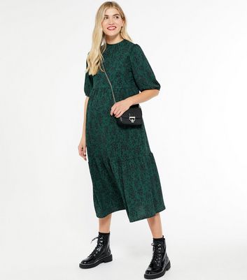 new look green animal print dress
