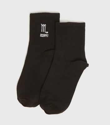 Image of Black Star Sign Scorpio Socks New Look
