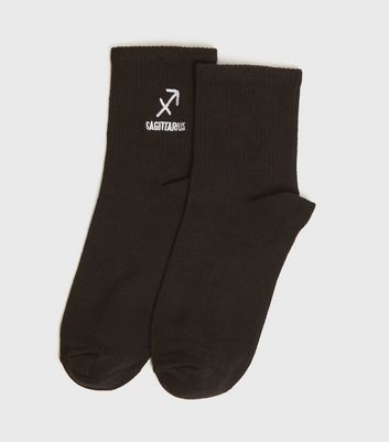 Image of Black Star Sign Sagittarius Socks New Look