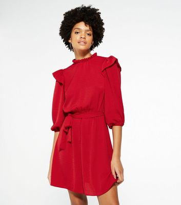 frill tie waist dress