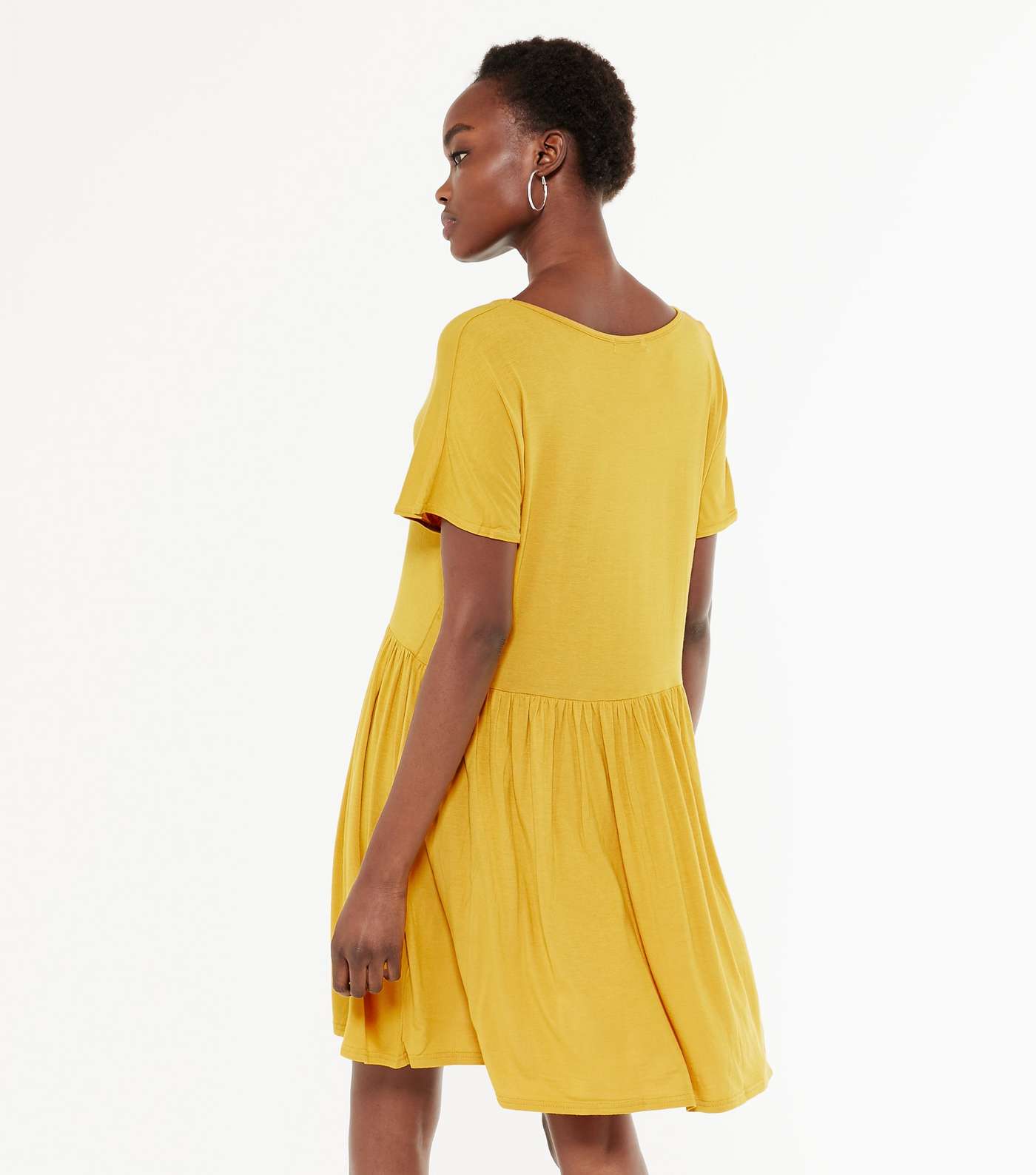 Mustard Jersey Short Sleeve Skater Dress Image 3