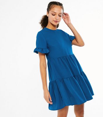 new look blue ruffle dress