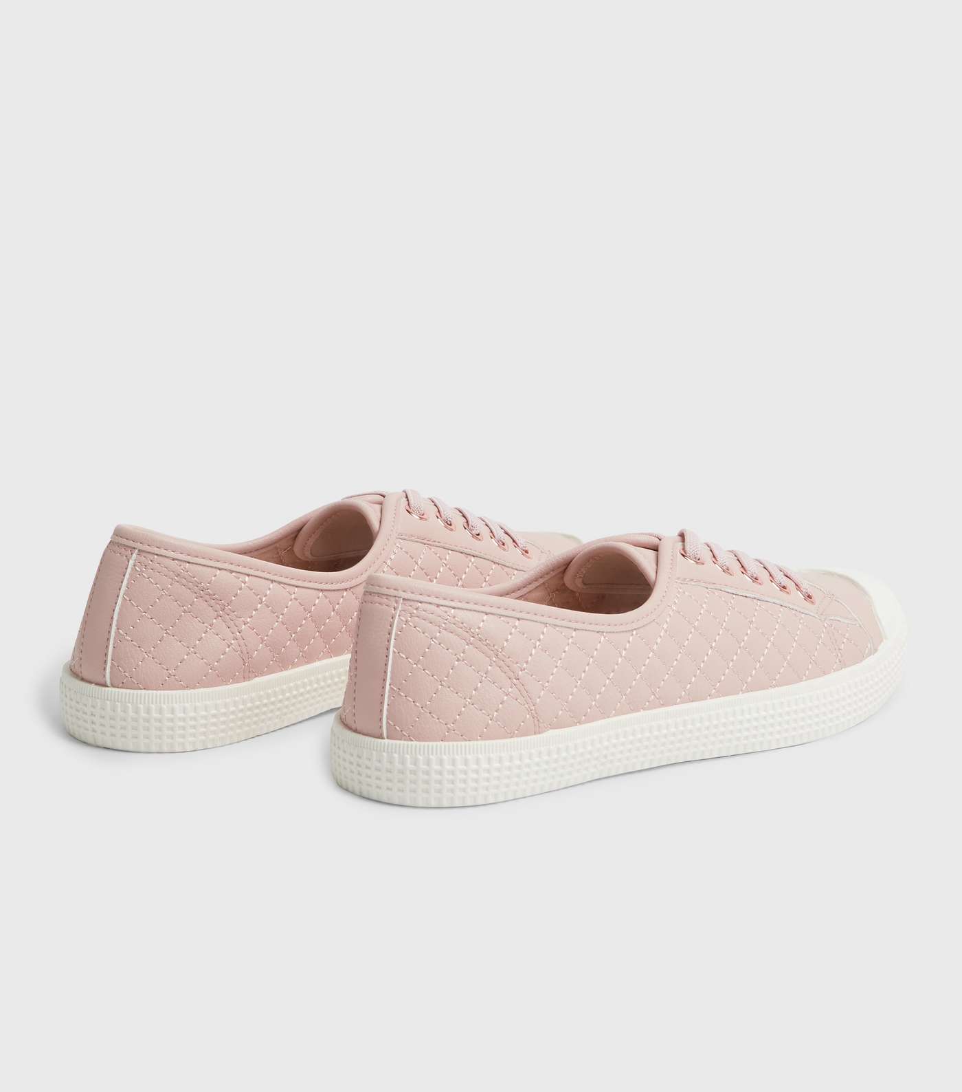 Pink Quilted Lace Up Trainers  Image 4