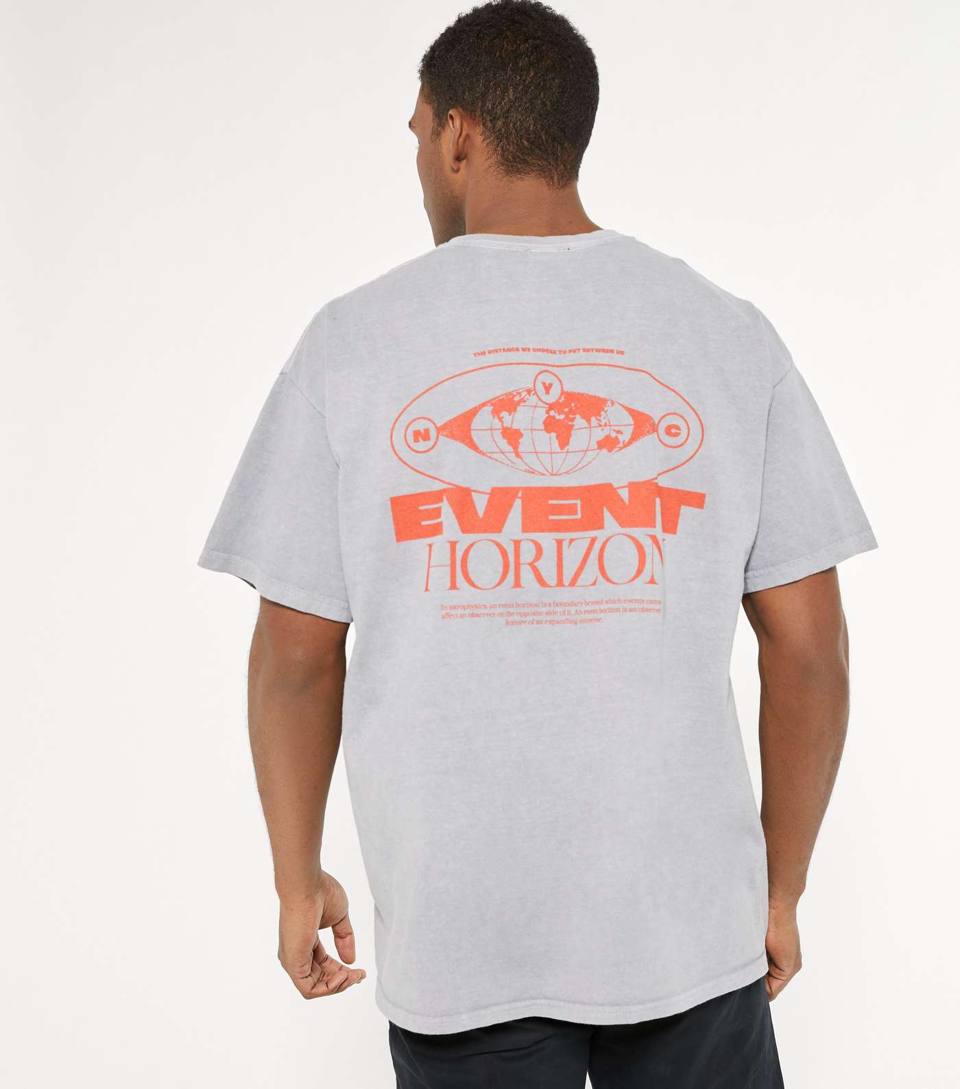 Grey Overdyed Horizon Slogan T-Shirt  Image 4