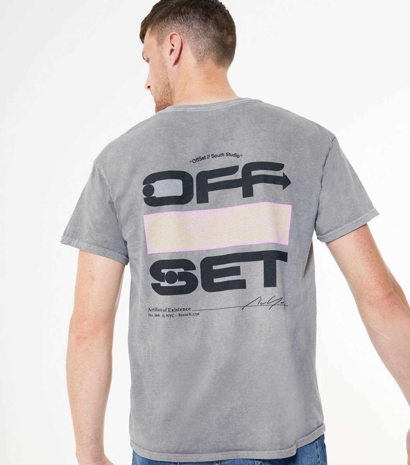 Pale Grey Offset Logo T-Shirt  Image 4