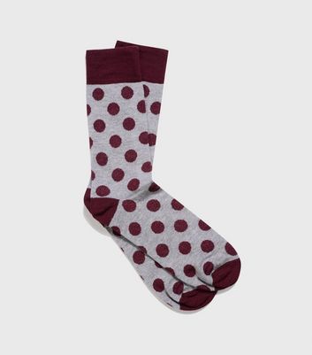 Image of Grey Spot Colour Block Socks New Look