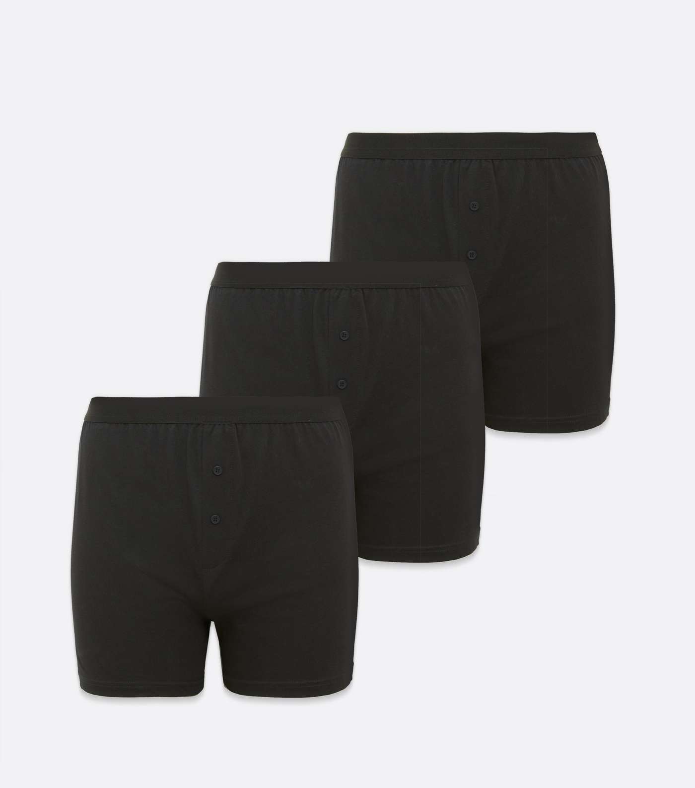 3 Pack Black Button Boxers
